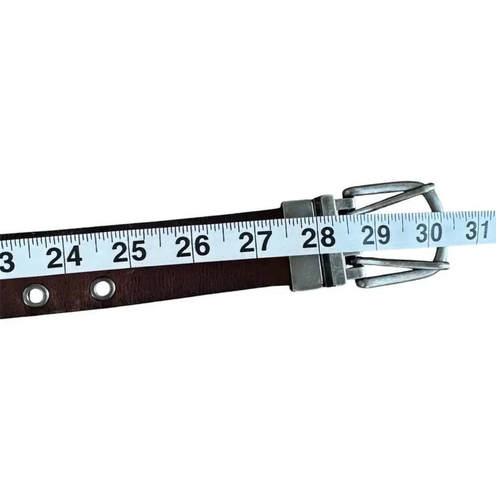 Kid’s Black/Brown Genuine Leather Reversible Belt Silver Buckle 2 Row Grommets